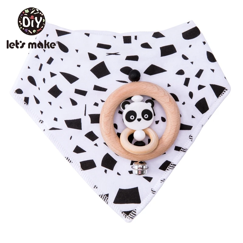 panda Let'S Make детские игрушки водонепроницаемый детский нагрудник треугольный мультяшный детский аксессуар для еды детские погремушки в кроватку мобильные погремушки сенсорные прорезыватели - Цвет: panda