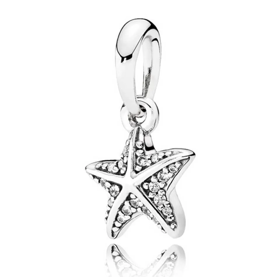 

Authentic S925 Sterling Silver Penant Bead Starfish Dangle Charms fit Lady Bracelet Bangle