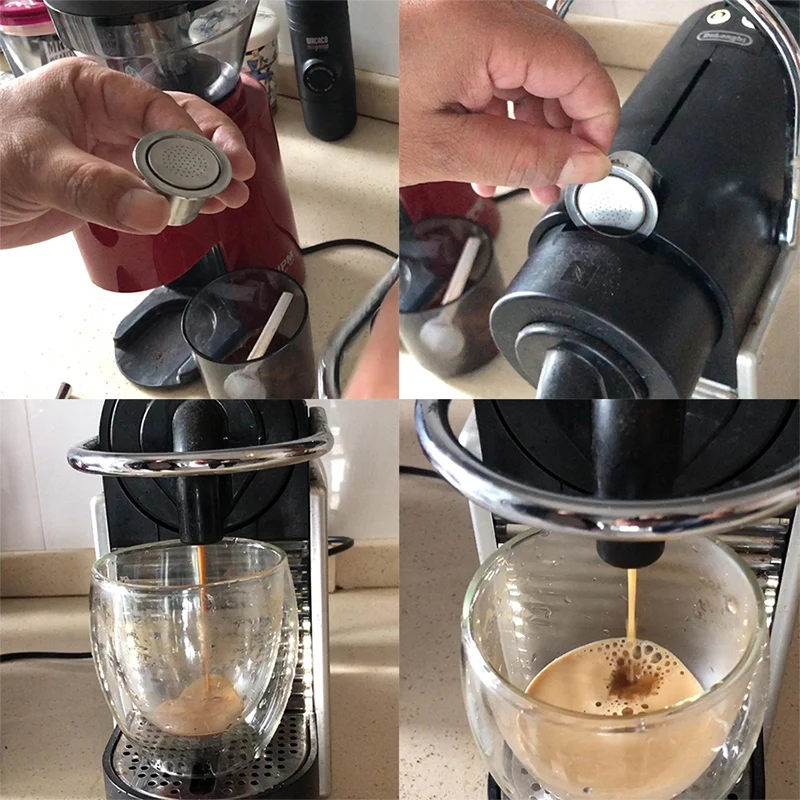 Кофейные капсулы многоразового использования из нержавеющей стали, фильтр для кофе многоразового использования, Капсульная чашка-капельница для кофемашины Nespresso