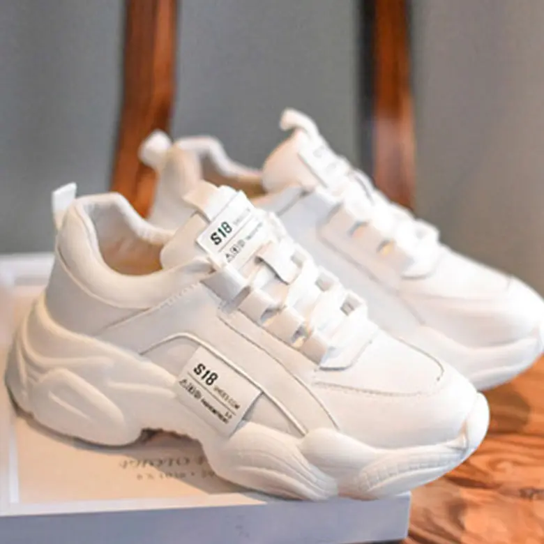 

2020 Spring New Style Thick Bottomed Platform Shoes Women's 4 Cm Elevator White Shoes Female Sports