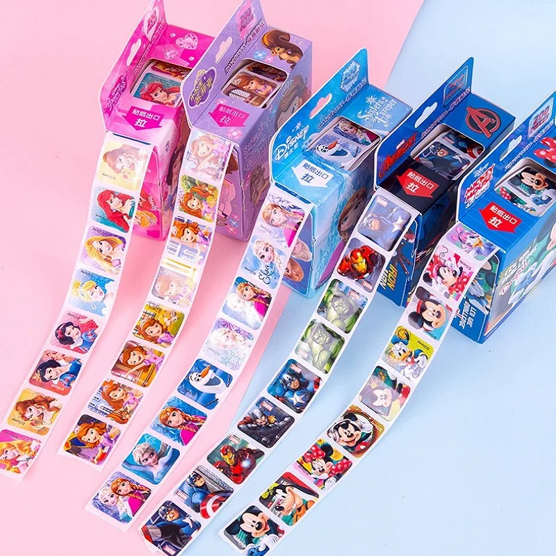 Pegatinas de dibujos animados de Disney para niños, gran oferta 200, unids/caja, Disney, Frozen, Elsa y Anna, Princesa Sofía, Mickey, juguetes adhesivos extraíbles