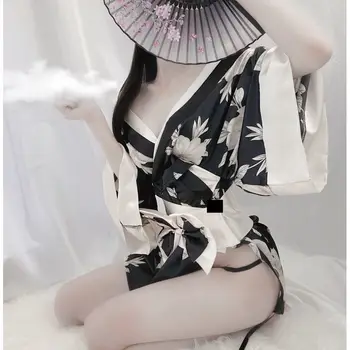 

Sexy Sakura Kimono Japanese Uniform Robe Floral Bathrobe Short Kimono Robe Night Bathrobe Dressing Gown for Women Night Gown