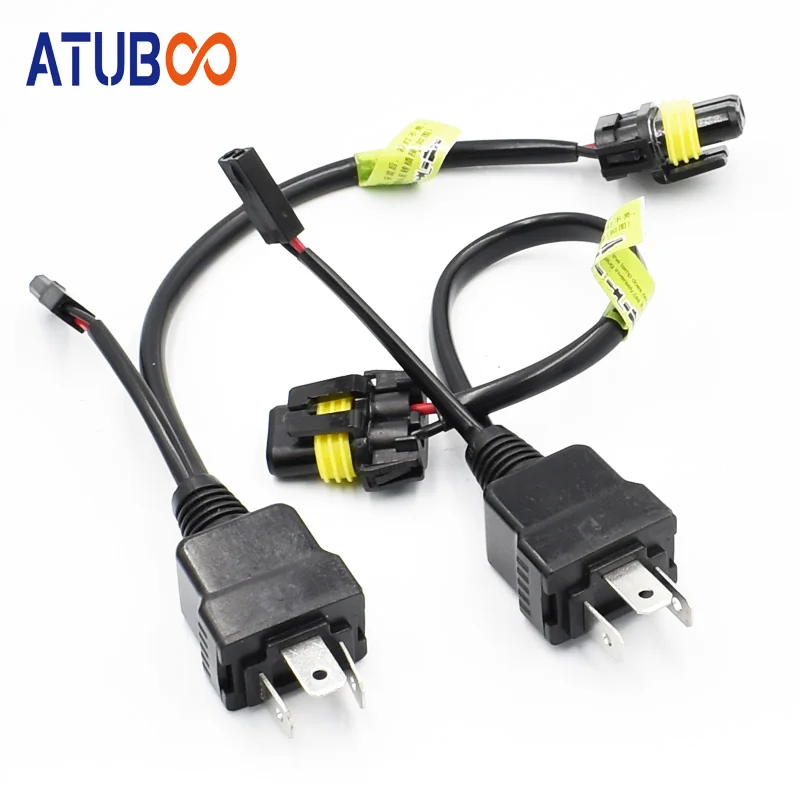 2 шт./лот 12 V/24 V H4 провода Кабельное Реле Жгут Управление кабель для H4 Hi/короче спереди и длиннее сзади) Биксеноновые линзы прожекторного типа разрядные лампы высокой интенсивности проводки Управление;