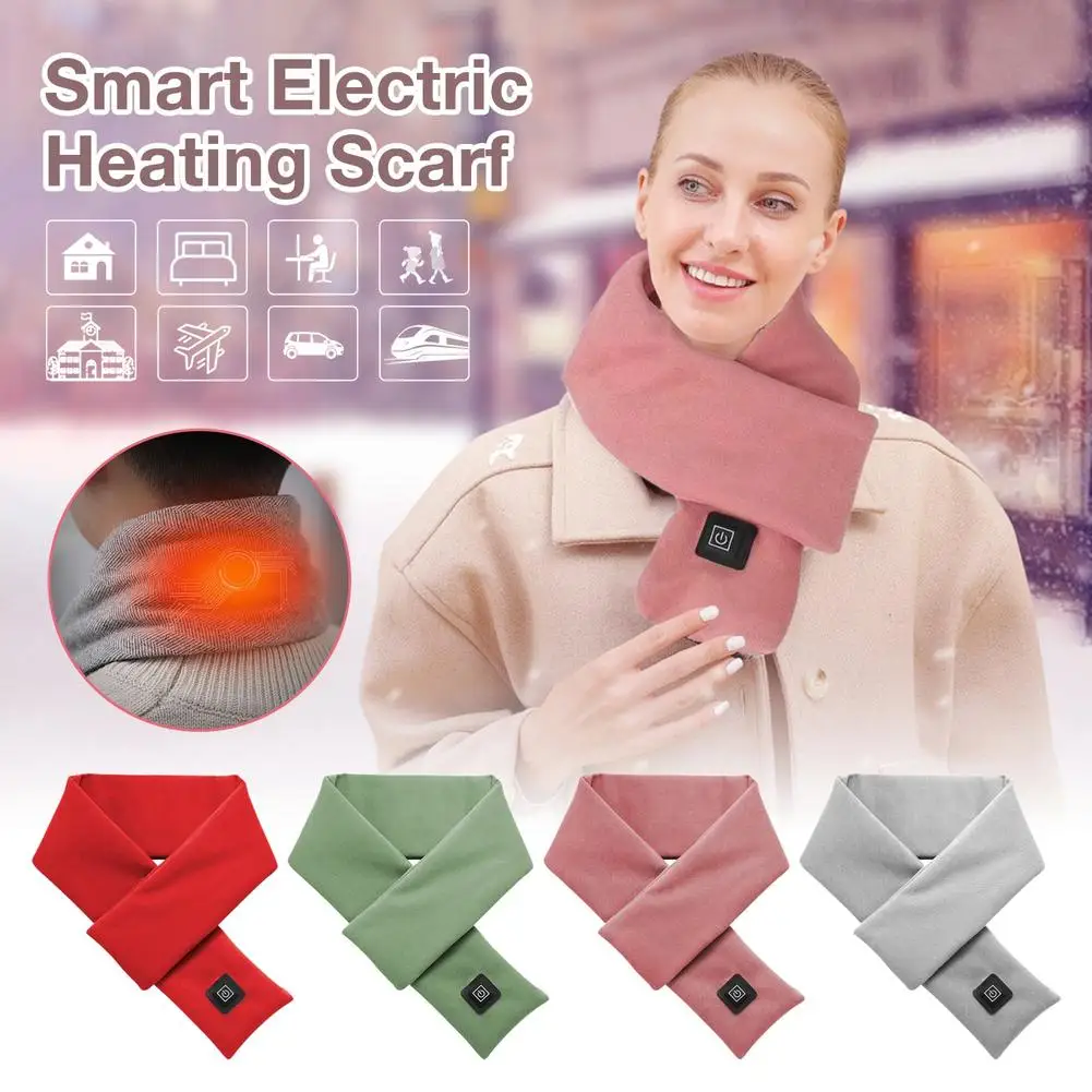 Smart Heating Scarf Unisex Warm Scarf Usb Rechargeable 3 Speed Temperature Adjustable Neck