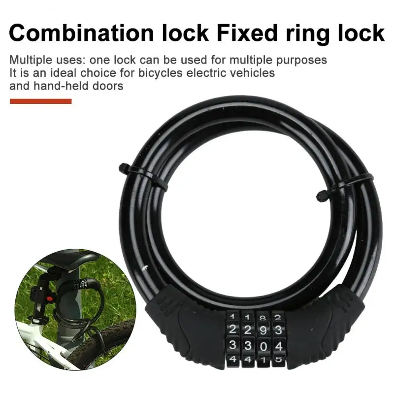 

Mountain Bike Lock Anti-theft 4 Digits Code Lock Portable Electric Motorcycle Password Lock Waterproof Fixed Bike Ring Lock