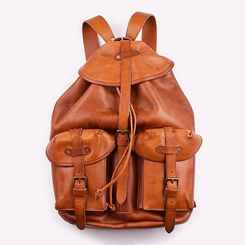 

[B-069]DIY handmade leather bag backpack paratrooper bag drawing Vintage handmade