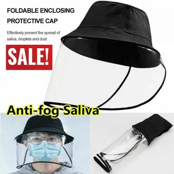 

Unisex Hat Anti-fog Breathable Wide Brim Cap with Transparent Face Flap Cover Face Sheild