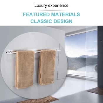

Modern Aluminum Towel Rack Thickened Punch-free Towel Rack with Two Hooks Hardware Home Organizer Towel Rack Bathroom Wall Mount