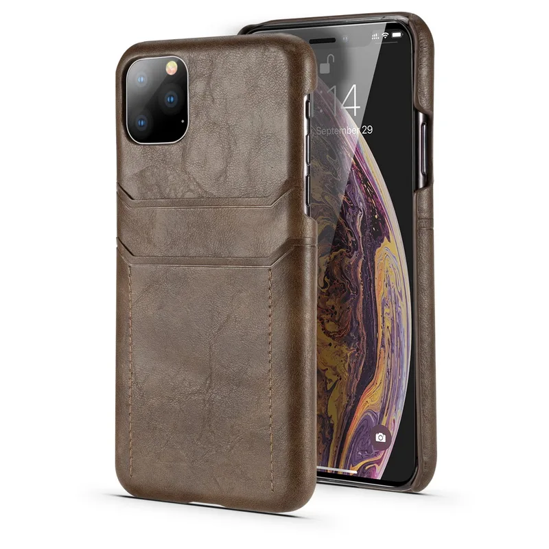Кофе Роскошный чехол-держатель для карт для iphone 11 Pro Max 7 8 6 6s s Plus, кожаный бумажник, отделения для карт, задняя крышка для iphone XR X XS Max, чехол - Цвет: Кофе