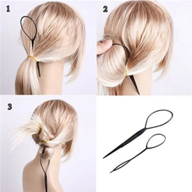 Новые модные женские 2 шт./компл. Topsy Tail Hair style r Hair style прибор для завивки волос Snare Loop черный топ Snare Loop beauty инструмент