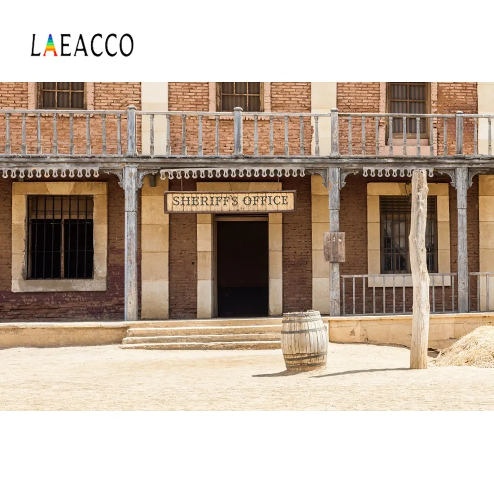 Laeacco US West ковбой старая Полиция Шериф офис кирпичный дом строительство Фото фоны