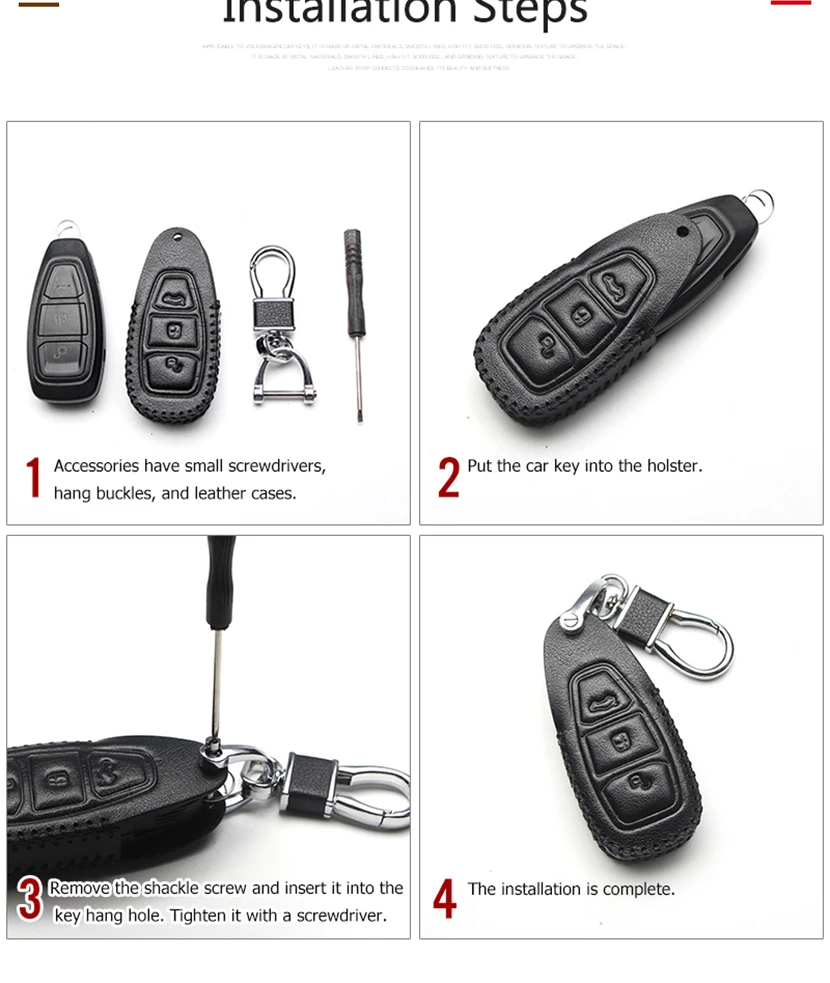 Кожаный чехол для ключей автомобиля для Ford Mondeo Mustang Edge Explorer F150 Fusion Escort Everest Ranger C-MAX Focus RS ST Fiesta MK3