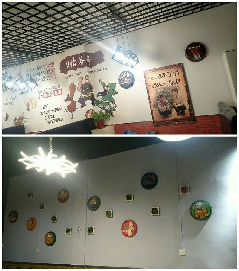 Online [Luckyaboy] Runde Bier Flasche Caps Metall Zinn Zeichen Platten Retro Wand Kunst Plaque Vintage Cafe Bar Pub Corona wohnkultur