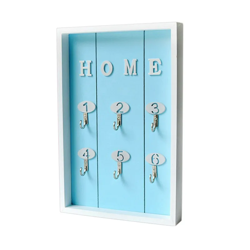 Ключ коробка серый INS скандинавский стиль украшение стены ручной работы деревянный "дом" креативный ключ коробка настенный креативный декор комнаты Мура - Цвет: Синий