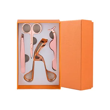 

4Pcs Eyelash Makeup Tools Set Mini Eyelash Curler False Eyelashes Extension Tweezers Scissors with Storage Box