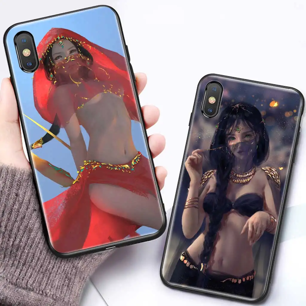 

Princess illustration silicone case for iphone x xr xs max 7 8 8plus 7plus 6s 6 5s 5 se shockproof cover soft tpu phone coque