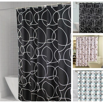 

Thicken Waterproof Shower Curtains Bathroom Curtains Geometric Top Grade Polyester Fabric Shower Curtains Set With Hooks