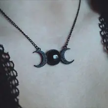 Черный чокер ожерелье/черная луна ожерелье/Тройная Луна ожерелье богини/хрустальное ожерелье-ювелирные изделия с изображением ведьмы-небесная