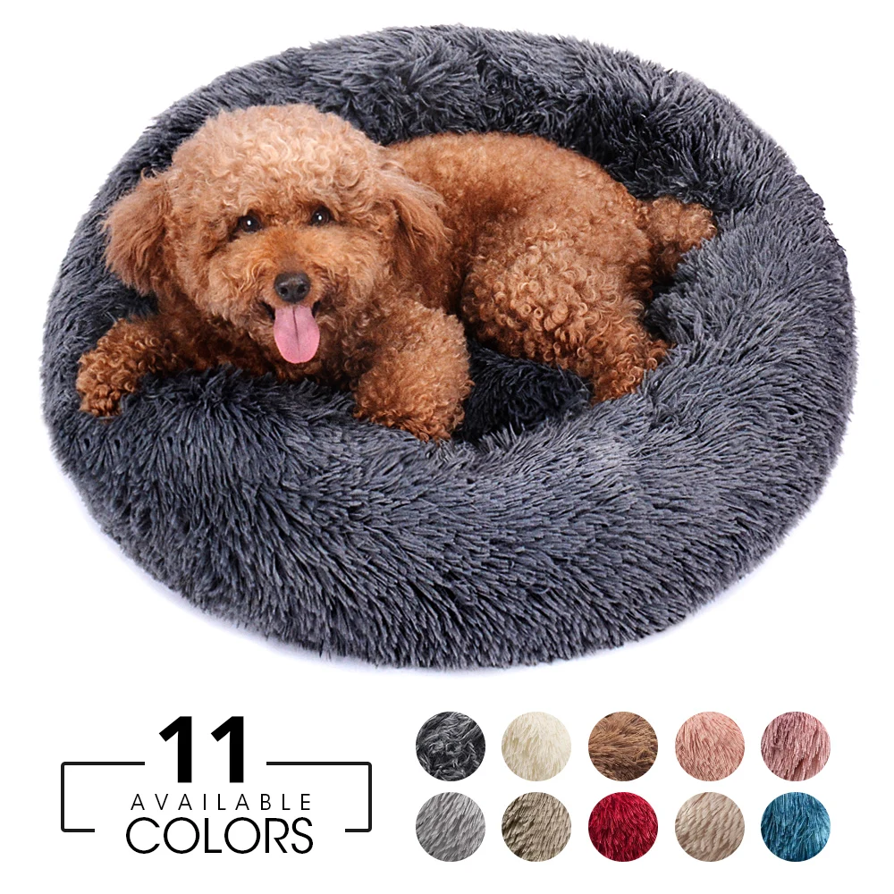Cats Nest Bed-House Pet-Cushion Pets-Supplies Dog-Mat Plush-Dog Round Warm Soft Winter