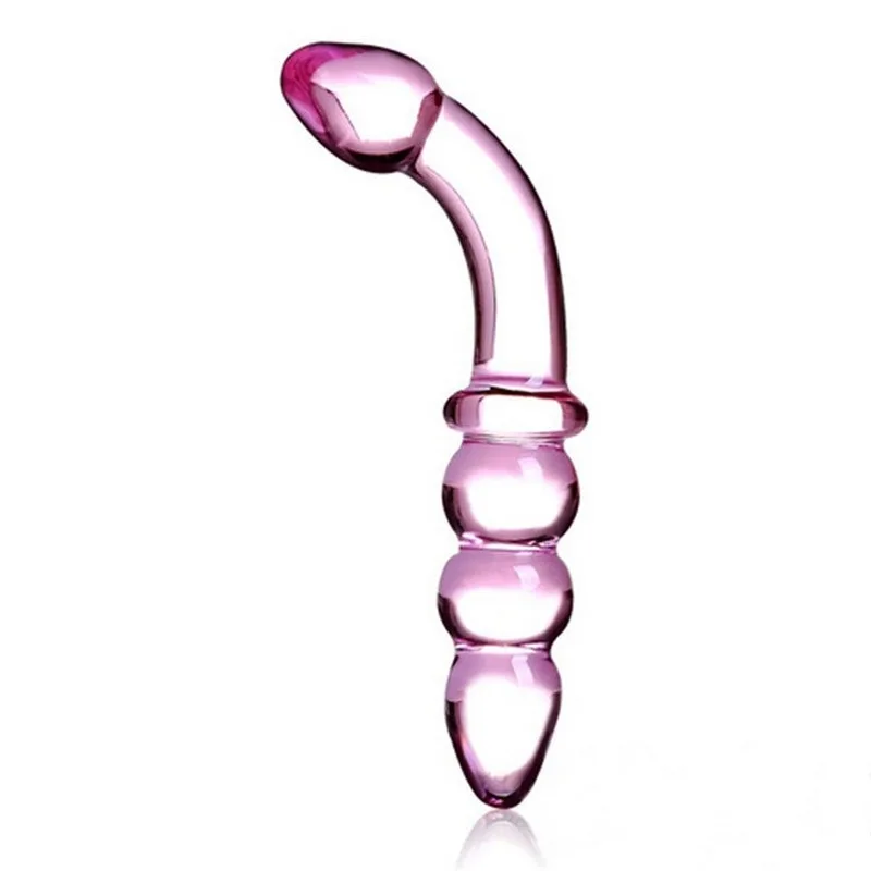 Pink Glass Dildo for Woman Vagina Anal Butt Plug Beads Ctystal Double Penis Dick Cock Sex Toys Men Adults Product Shop | Красота и