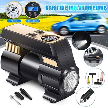 

12V 120W Electronic Digital Portable Car Wheel Tire Inflatable Pump Inflator Air Compressor Electric Inflating Machine Nozzle