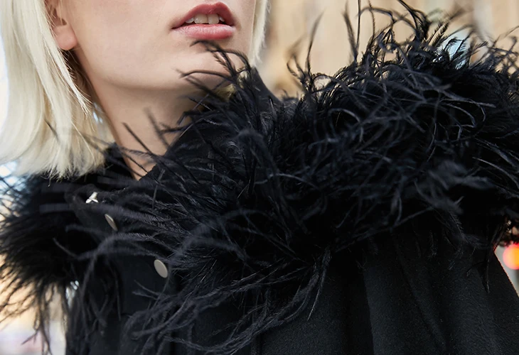 Vero Moda новое шерстяное пальто из овечьей шерсти с воротником из страуса | 319327548