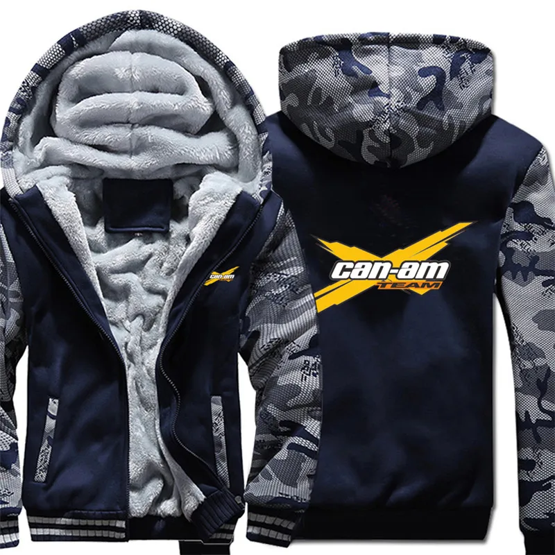 Hoodies Jacket Can Am Zipper Sweatshirt Sleeve Can-Am-Logo Winter Fleece Camouflage