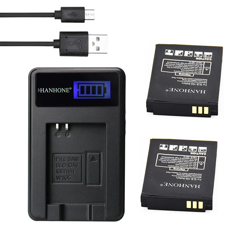 2 шт. 1900 мА/ч SLB 10A/10B VH105 + USB ЖК дисплей Зарядное устройство для samsung EX2F WB150F WB250F WB350F WB750