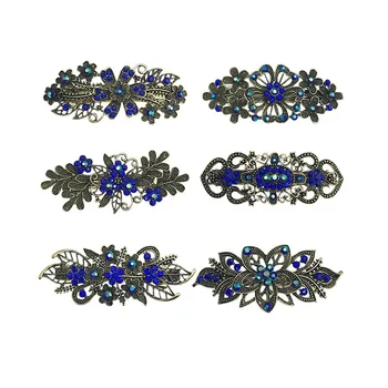 

Bohemia Retro Barrettes Plant Series Hair Clip For Women Alloy Blue Rhinestone Hairpin Women Hair Accessories Hair Grip Headwear