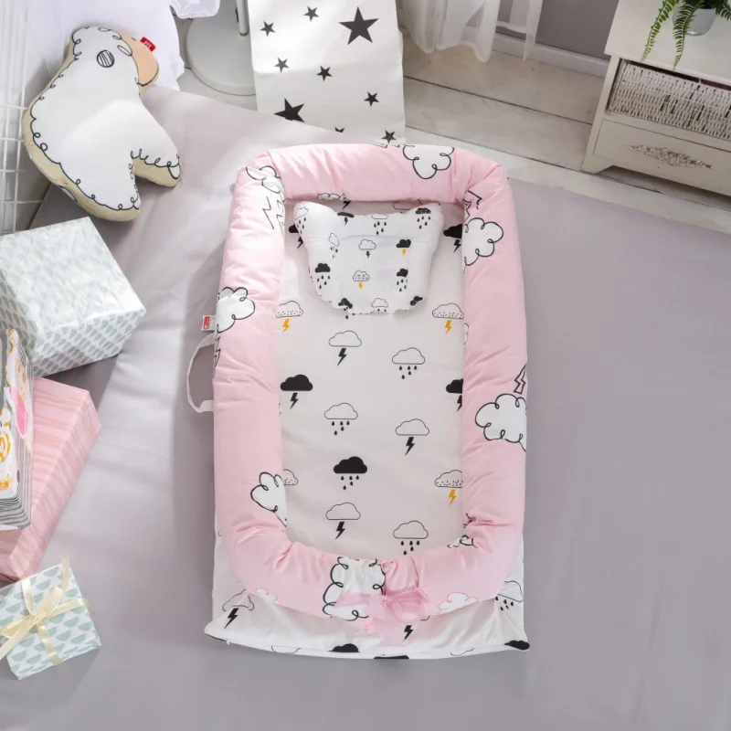 Портативная детская кроватка-кровать, детская кроватка для новорожденных, воздухопроницаемая и спальная кровать с подушкой