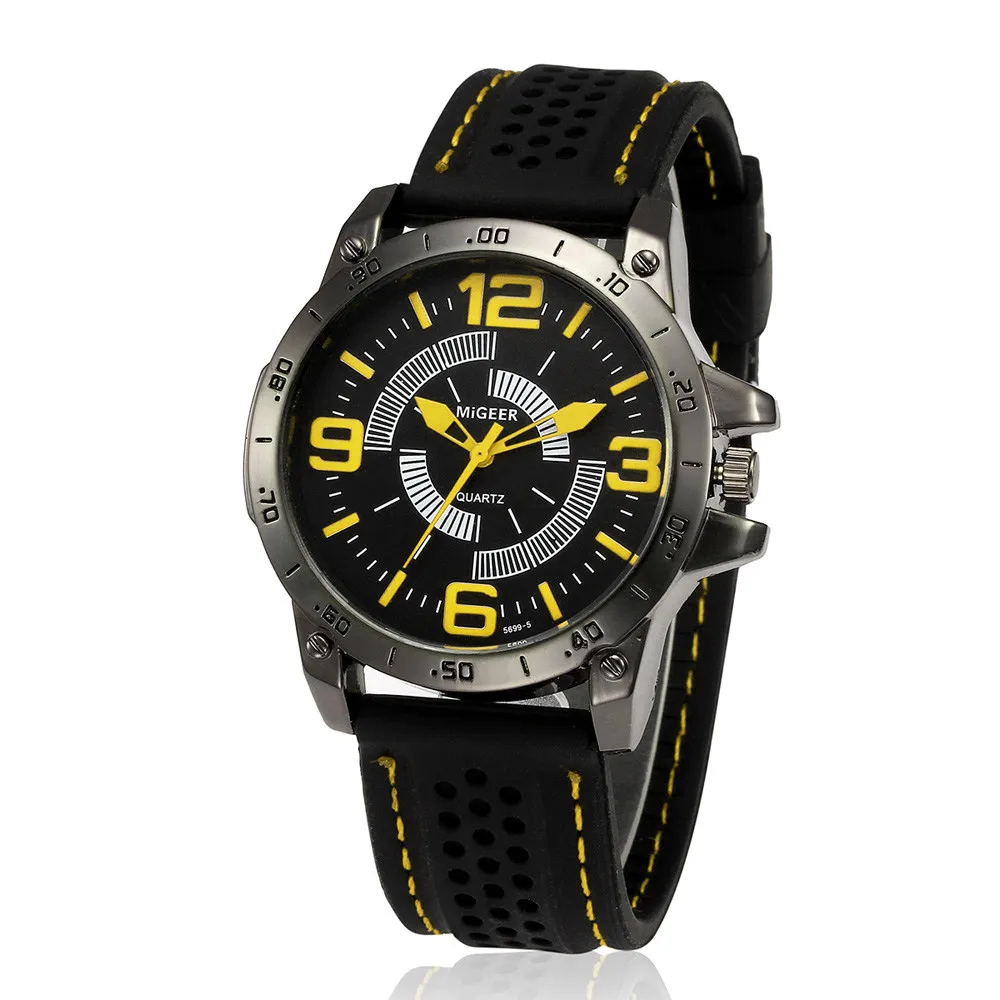Men Fashion Silicone strap Sport Cool Quartz Hours Wrist Analog Watch Chronograph Stainless Steel Waterproof Watch Relogio afbeelding