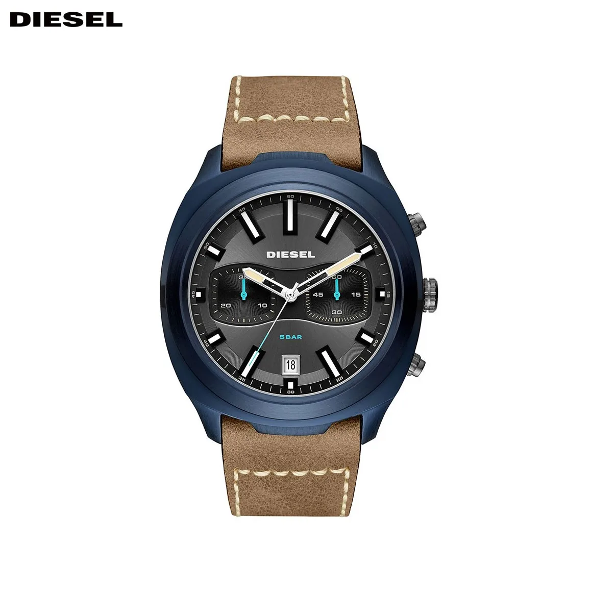 Кварцевые наручные часы Diesel DZ4490 Мужские аксессуары на кожаном ремешке с