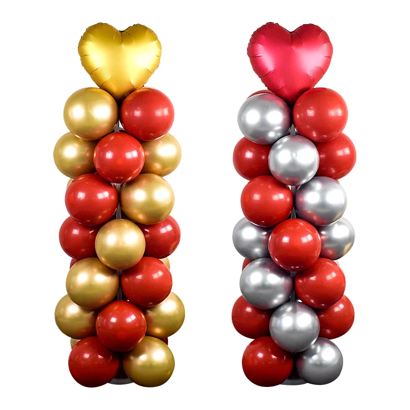 2 Sets Balloon Column Stand Kit Base With Pvc Pipe 30pcs Balloon Sticks