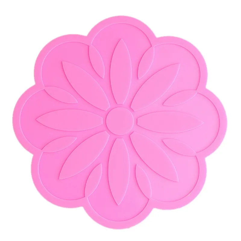 Розовый 8PFlower Форма Настольная чашка коврик Ретро силиконовые подставки для напитков чашка для кофе столовые приборы гаджеты кухонный Декор см - Цвет: Розовый
