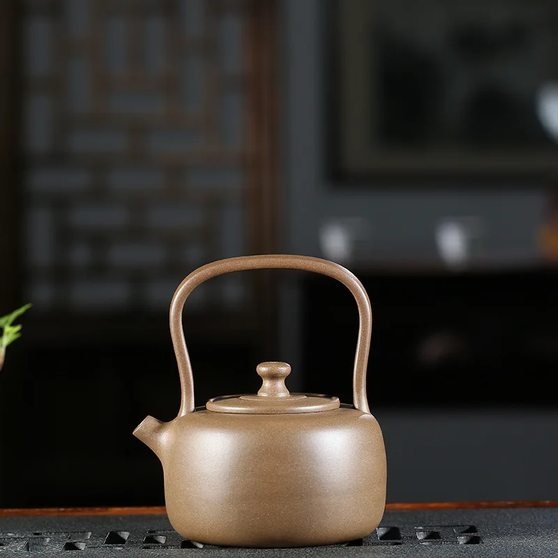 

Quality Goods Full Manual Raw Ore Grey Lime Section Mud Handle Drum Kettle Infusion Of Tea Kettle Kungfu Online Teapot Tea Set