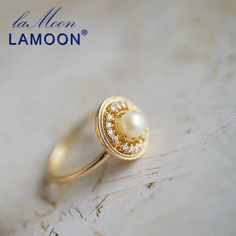 925 пробы кольцо с серебряным жемчугом, винтажное 14 к позолоченное кольцо с фианитами, ювелирные изделия с кристаллами для женщин, подарок для мамы LMRI092