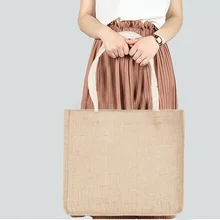 Женская Джутовая сумка Большая вместительная Повседневная сумка на плечо Повседневная сумка пляжная сумка для покупок H66