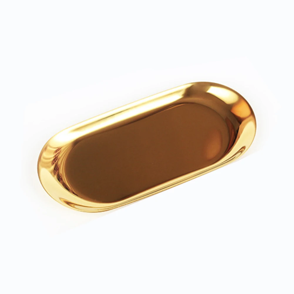 gold small Модный элегантный из нержавеющей стали лоток для хранения башня десерт закуски овальная тарелка - Цвет: gold small