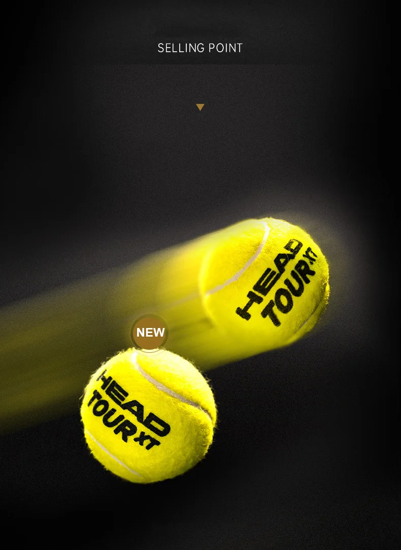 Tennis Balls Original HEAD Competition Training Elastic Resistance HEAD TOUR XT 3 Pcs For 1 Tank