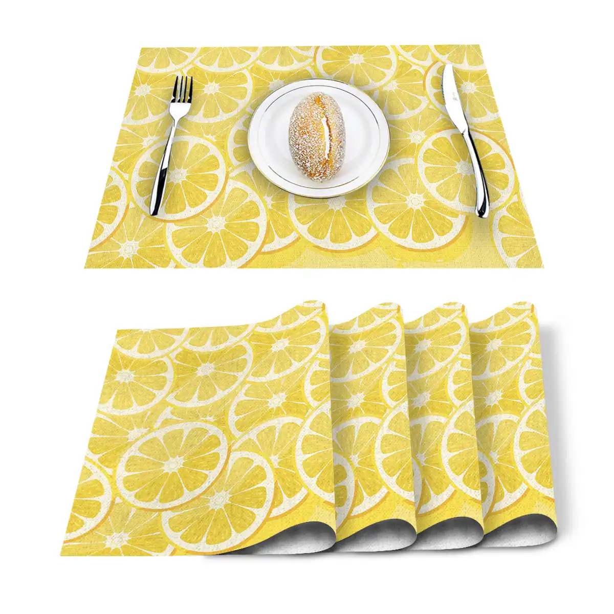 Juego De 4 6 Uds De Manteles Individuales Para Mesa Con Estampado Amarillo De Frutas Y Limones Servilletas Accesorios De Cocina Manteles Individuales Para Decoracion De Fiesta Casera Tapetes Y Cojines Aliexpress