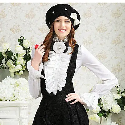 Модная женская офисная белая рубашка с высоким воротником и рюшами|flounce blouse|ruffle
