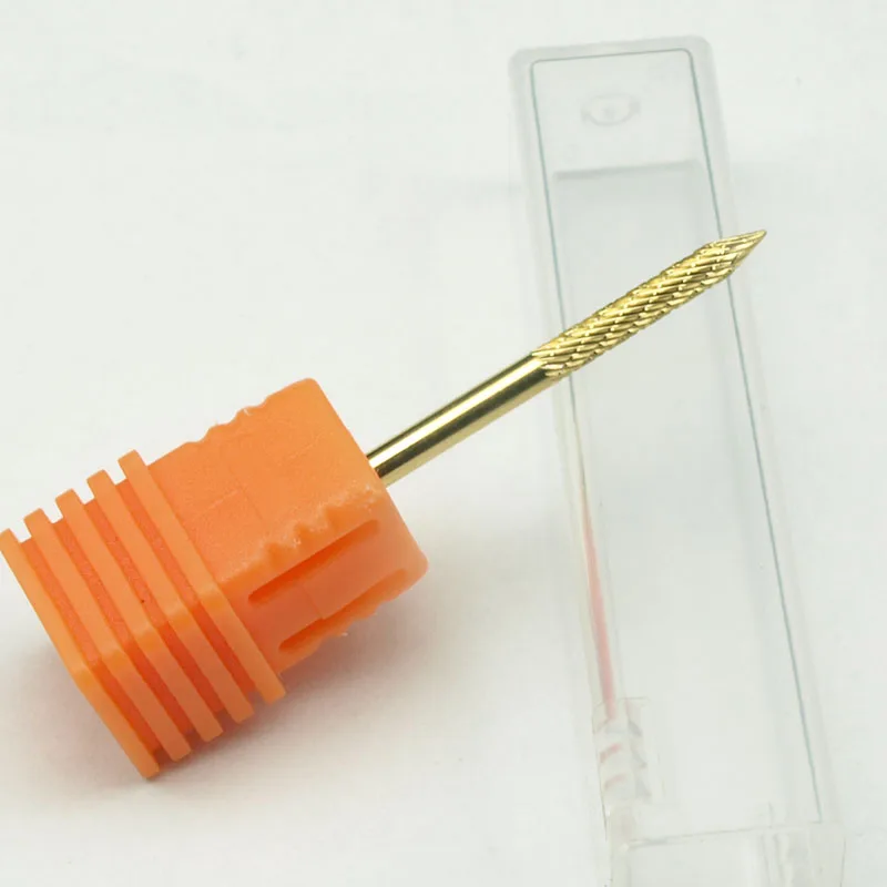 

EasyNail~Fine Gold Tungsten steel Nail Drill Bit nail file Carbide Nozzle Gel remover Nail Cleaner Millings Bit FA0214Gold