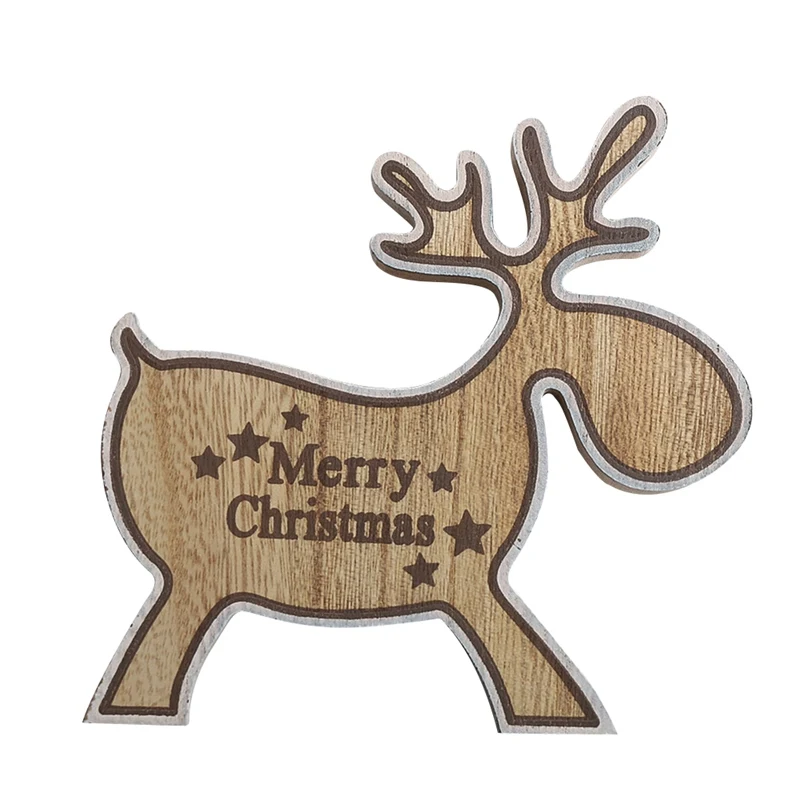Merry Christmas напечатанные деревянные статуэтки оленей праздничные настольные украшения подарок для детей украшения для домашнего праздника