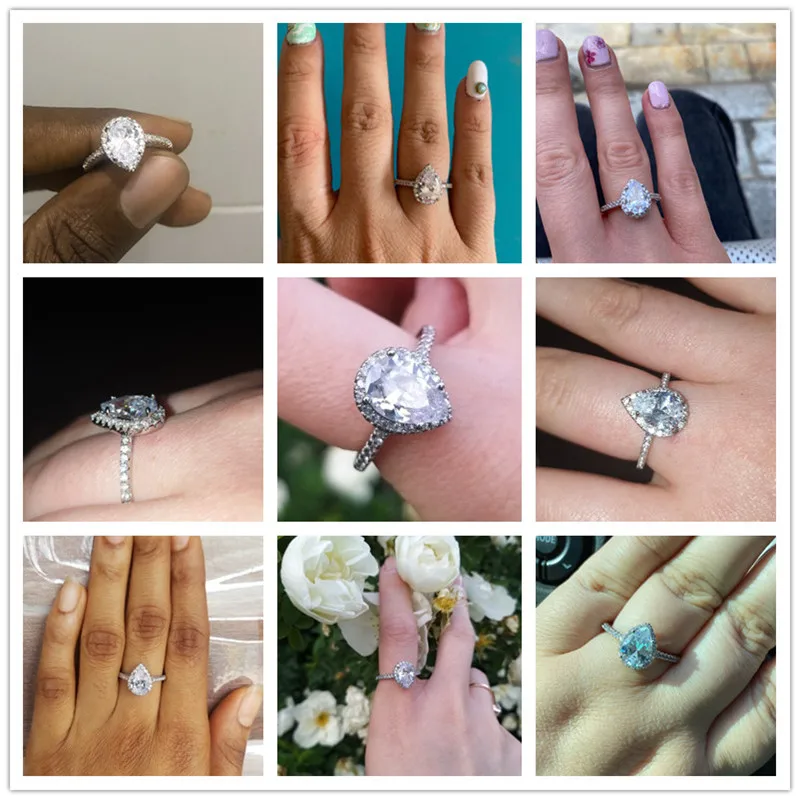 Water Drop Design Women Ring Micro Paved Crystal Zircon Elegant Bridal Wedding Engagement Jewelry Ring For Lover wedding rings finger rings womens ring jewelry rings ring jewelry