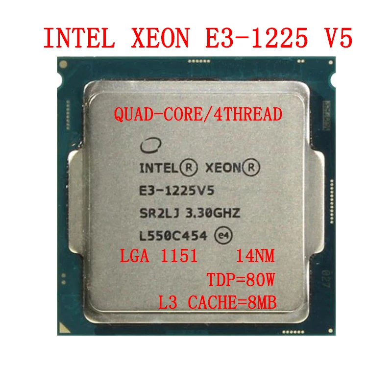 US $172.26 Intel Xeon E3 1225 V5 QuadCore 33GHz 8MB LGA 1151 CPU Processor E31225V5