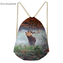 ELVISWORDS/модные женские сумки на шнурке, пляжная обувь с изображением оленя, с карманами, для мальчиков и девочек, мини-дорожные сумки Органайзер