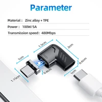 ANMONE 100W Usb C do Adapter magnetyczny typu C szybkie ładowanie rodzaj Usb C magnes konwerter 마그네틱 커넥터 prawo/lewy kąt Usbc złącze 6