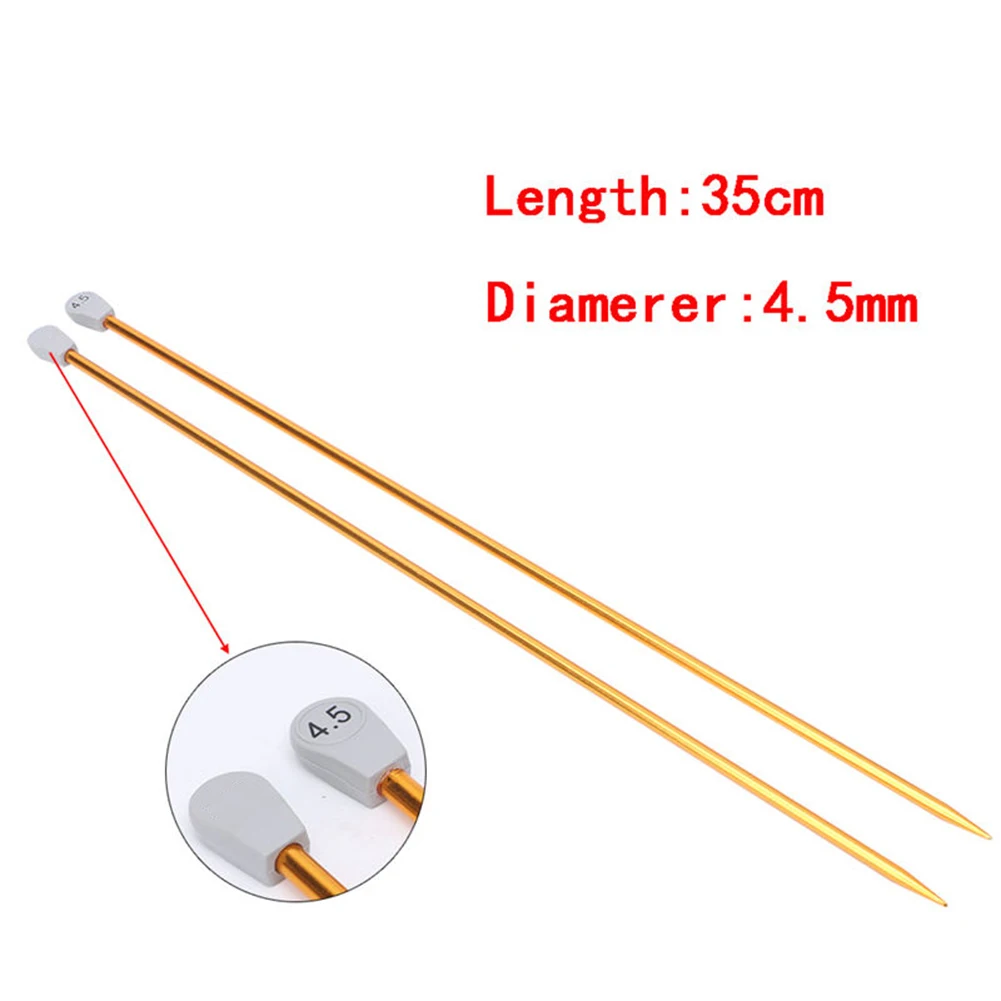 2 Pcs Aluminum Single Point Knitting Needles Pins Straight DIY Weaving Tool Nice