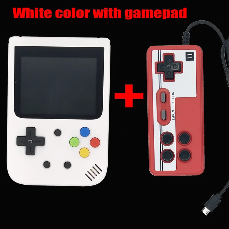 Встроенный 500 игр ретро мини портативная игровая консоль 8 бит 3,0 дюймов цветной ЖК-дисплей детский игровой плеер Поддержка 2 плеера ТВ выход - Цвет: white with gamepad