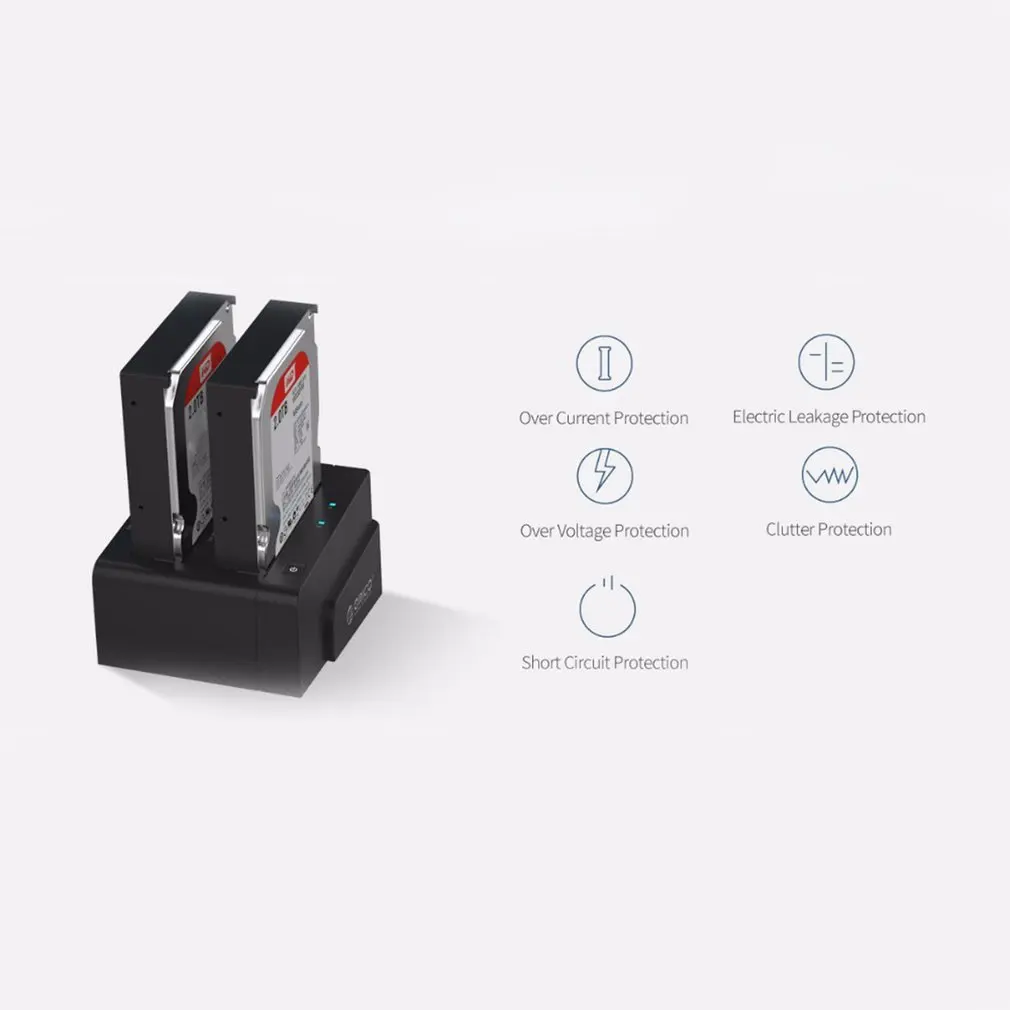  ORICO 6628US3-C-V1-BK USB 30 a SATA Dual-Bay Hard Drive estación de acoplamiento de alta velocidad 